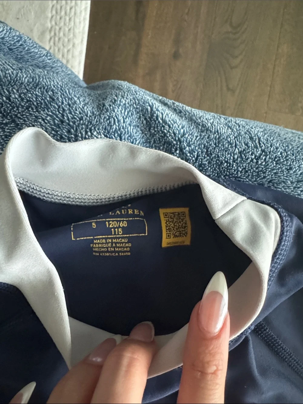 Ralph Lauren Navy and White Boys Two-Piece Swim Set with Polo Bear